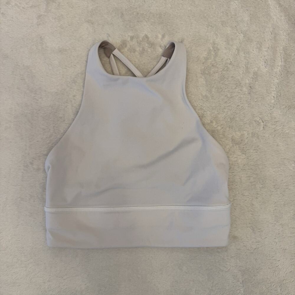 lululemon energy high neck longline ribbed luxtreme bra size 4 White